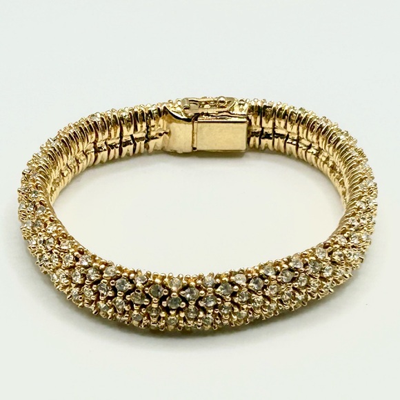 Vintage CINER Gold Tone Rhinestone Necklace Bracelet Earrings Set - Picture 5 of 14